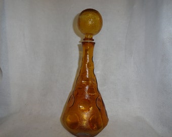 Vintage MCM Art Glass Genie Bottle with Stopper - Empoli?