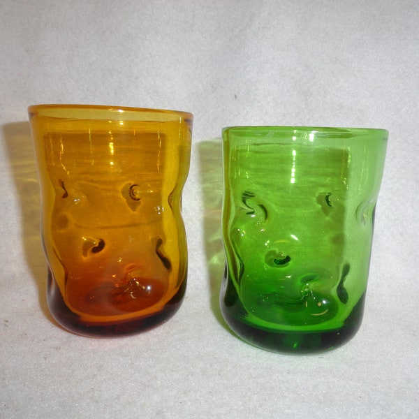 CHOICE of Blenko Glass Pinched Side Tumblers