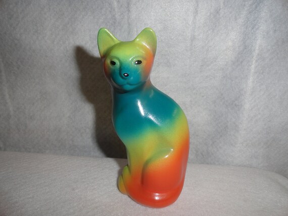 Fenton Tie Dyed Stylized Cat Figurine - Etsy