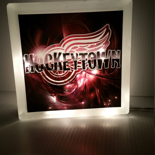 Detroit Red Wings Glass Block with Lights