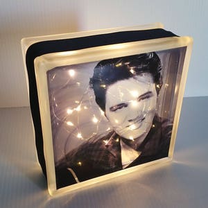 Elvis Glass Block with Lights