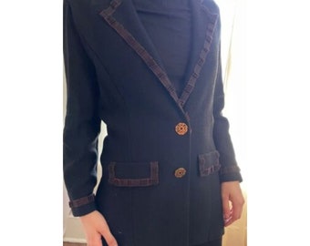 Steve Fabrikant Neiman Marcus - Blazer cardigan femme noir moyen en tricot de laine