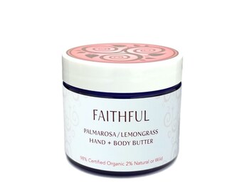 BODY BUTTER • Palmarosa Lemongrass • Natural • Organic • Hand and Body Lotion • Moisturizer • Dry Skin • Sensitive Skin • Aromatherapy