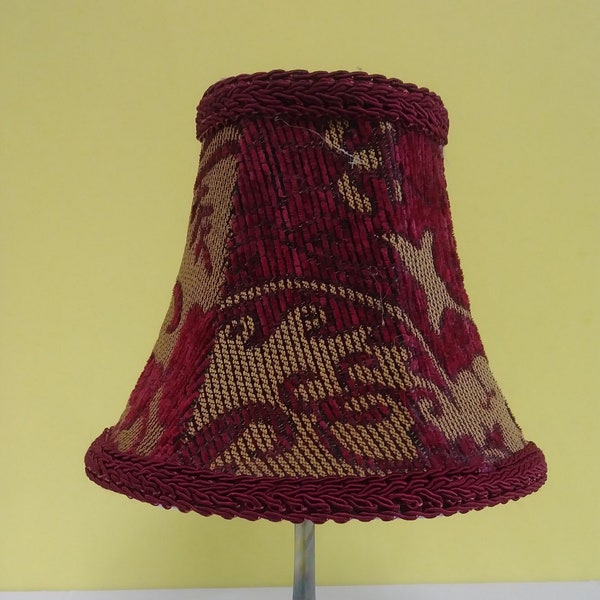 REDUCED *** Vintage SMALL Fabric Texture Shade // Lamp Shade // Clip on Chandelier Lampshade  5" Clip on Lamp Shade Brown/Red Bell