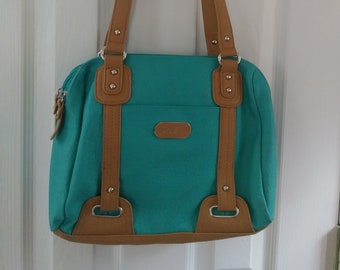 Sac à Main Avec Bandoulière Amovible - Simili Cuir Turquoise Irisé, Neuf Avec étiquettes, Sans Marque