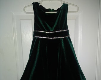 REDUCED **** Rare Editions Green Velvet Dress with Rhinestones ~ Toddler Size ~ Size 3T