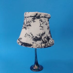 Vintage SMALL Lamp Shade Toile Fabric Clip-On Lampshade – Black & White, Bell Shape //   4&quot; Candelabra Clip