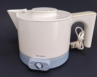 Rival Electric Hot Pot Express with Adjustable Thermostat Model 4070/803 Water Heater Boiler Powder Blue & White