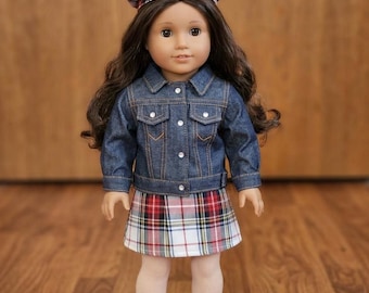 Li'l Precious 18" Doll Kleidung Set: Jeansjacke, Rock, Mütze, Schuhe