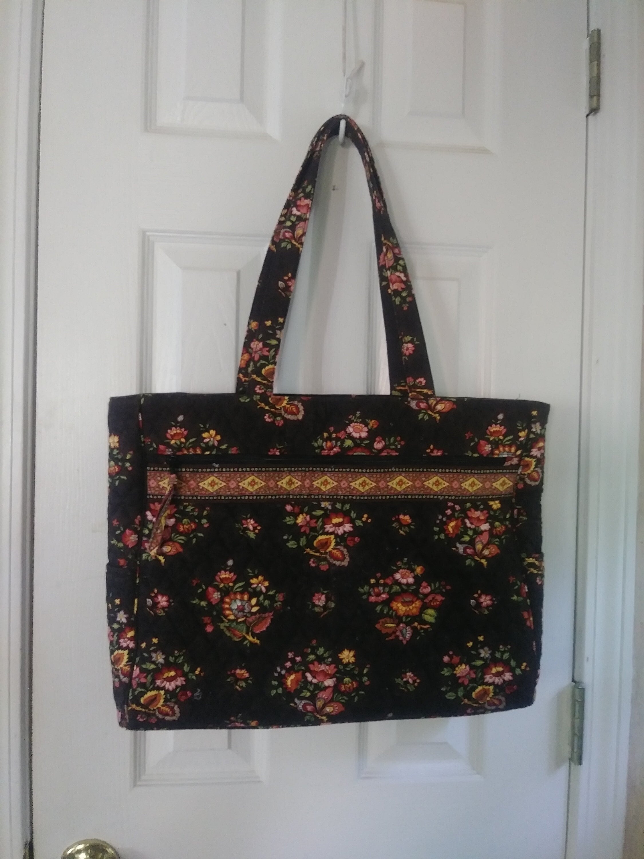 Vera Bradley Angle Tote Purse Bag Handbag in Loves Me Breast Cancer Pattern for  sale online