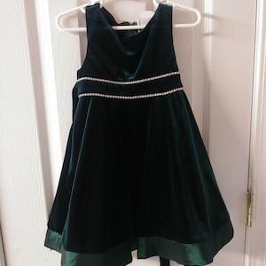 Rare Editions Green Velvet Dress with Rhinestones ~ Toddler Size ~ Size 3T