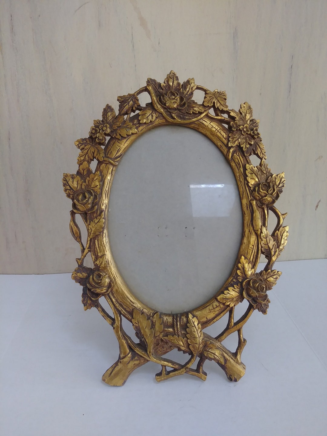 Elegant Treasures Rare Oval Picture Frame Gold Tone Roses Etsy