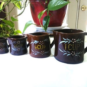 Lipper and Mann Set med 4 måttkoppar i keramik 1/4 ~ 1/3 ~ 1/2 ~ 1 kopp ~ Keramikkoppar