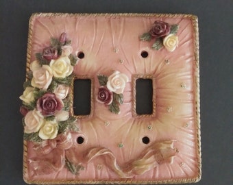 REDUCED ***** Bouquet of Rose Switch plate Cover Home Decor Double Switch Plate Cover ~ Floral Décor
