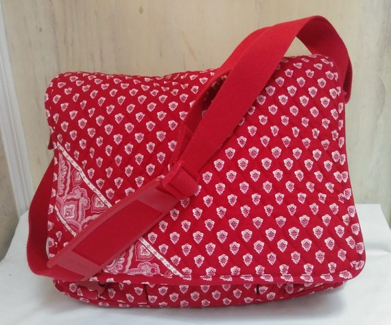 Vera Bradley Messenger in Floral Red Very Pretty Discontinued Pattern Large Messenger Bag Made in USA 11 1 2 H X 14 1 2 L X 4 D Etsy