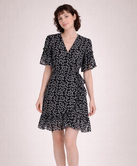 Floral Wrap Midi Dress - Ruffle Hi-low Hem, Size M - Etsy
