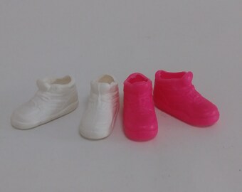 Doll Tennis Shoes Sneakers High Top Lace Up / Pink and White