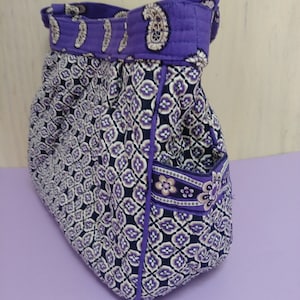 Vera Bradley Purple Reversible Tote – 2 Bags in 1! Magnetic Snap Closure