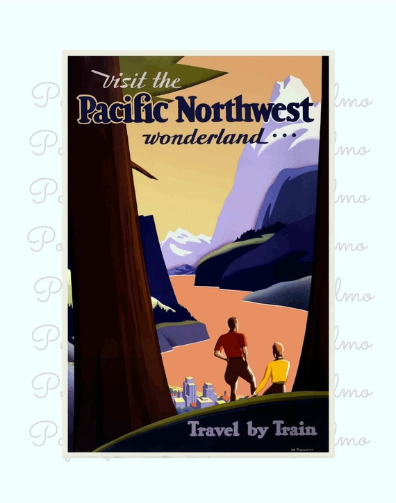 travel poster pacific northwest travel pacific northwest pacific northwest painting pacific northwest poster wall decor