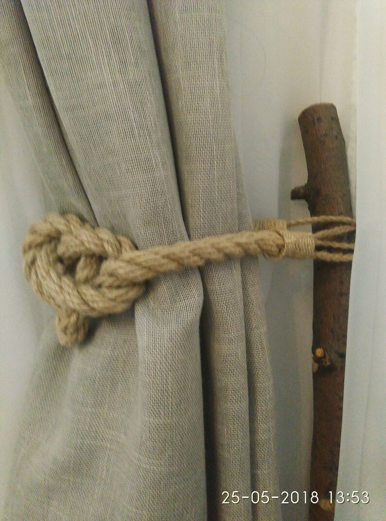 Rope Knot Curtain Tiebacks Nautical Curtain Tie Thick Jute Etsy