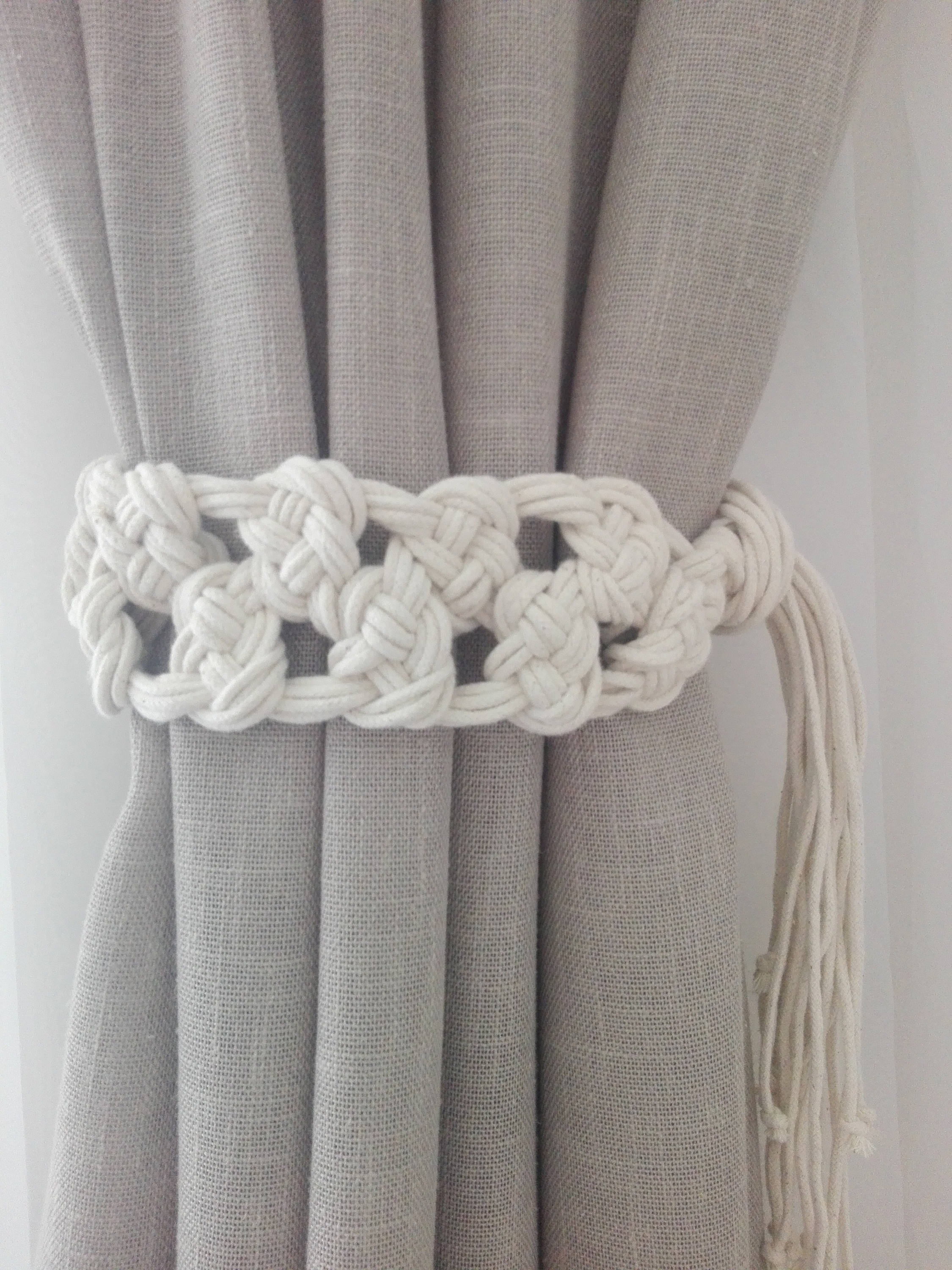 Macrame Curtain Tie Backs 2 pcs Cotton Rope Curtain Tie Etsy