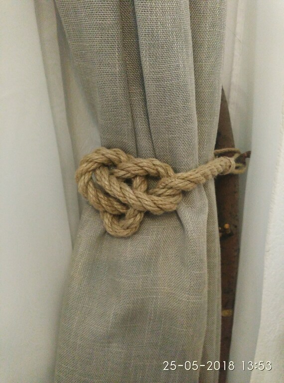 Rope Knot Curtain Tiebacks Nautical Curtain Tie Thick Jute Etsy
