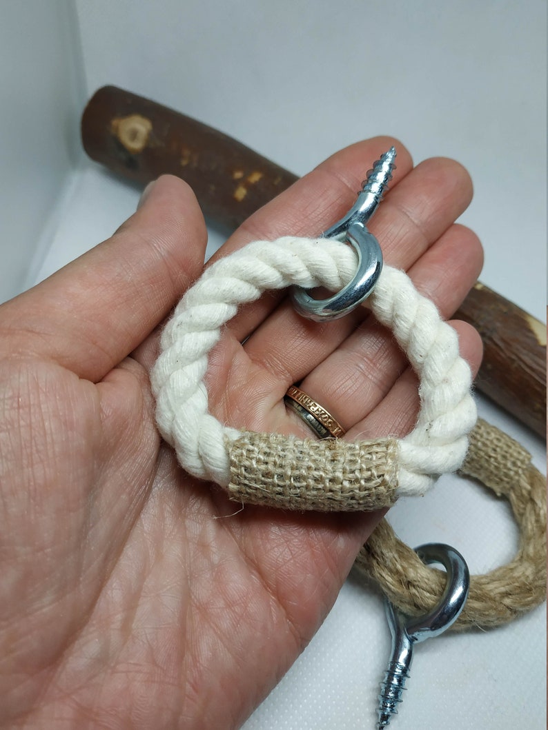 Rope Drawer Handle Jute or Cotton Knobs Nautical Etsy