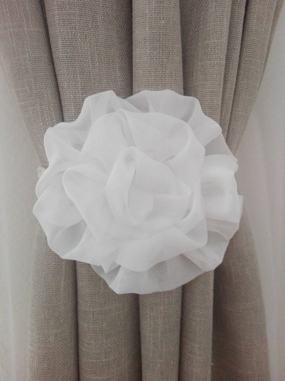 Flower Curtain Tie Backs Chiffon Flower Ties Nursery Etsy