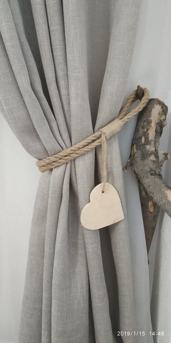holdbacks 2 Pair of 13cm Solid Wood Heart Curtain Tiebacks wooden tie backs
