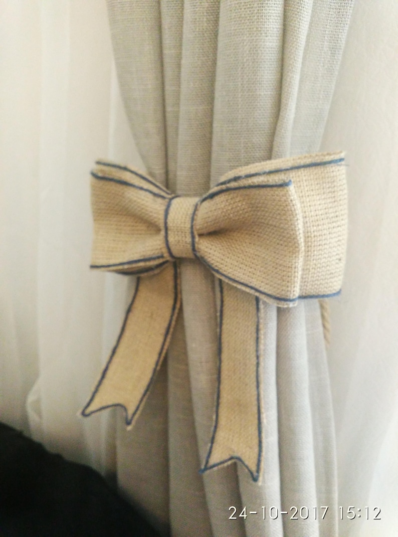 Nursery Curtain Tie Backs Burlap Bow Curtain Tie Backs Gypsy Etsy