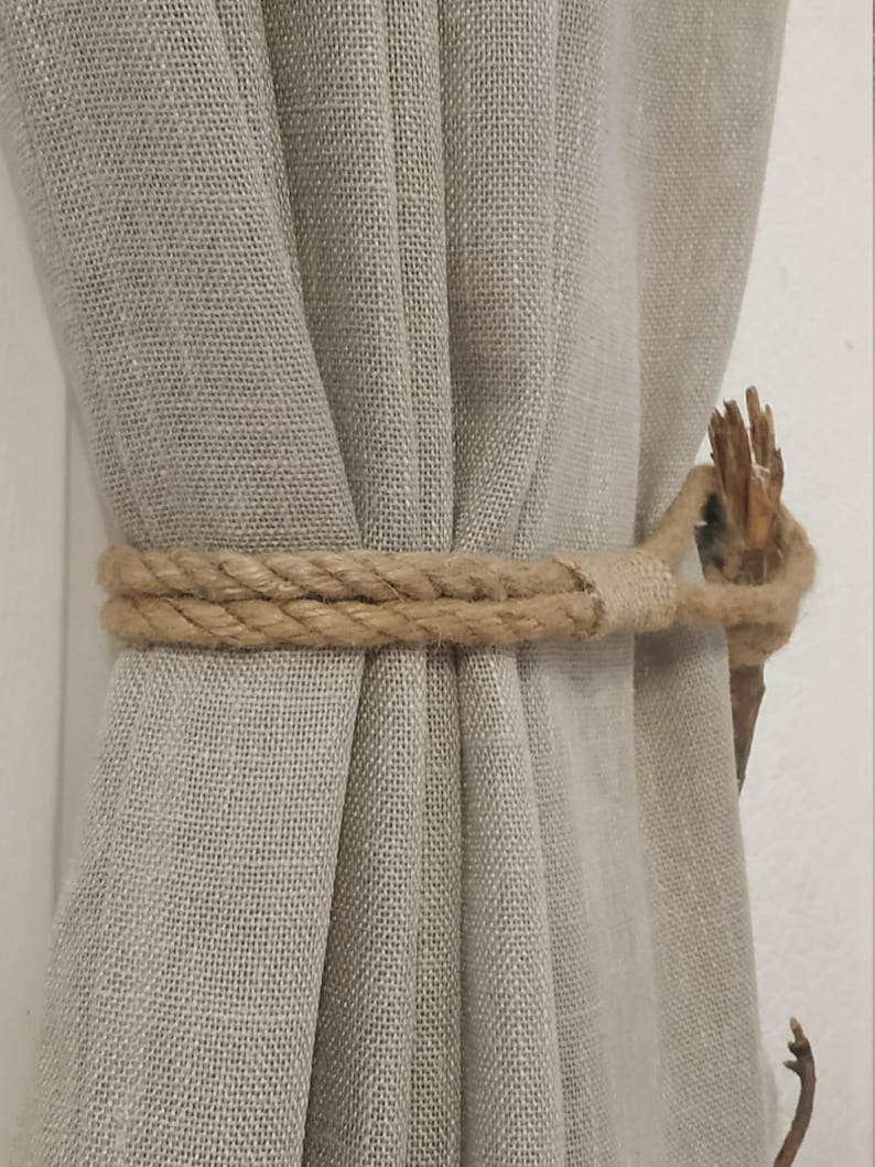 Simple Jute Curtain Tie Back Primitive Rustic TieBacks
