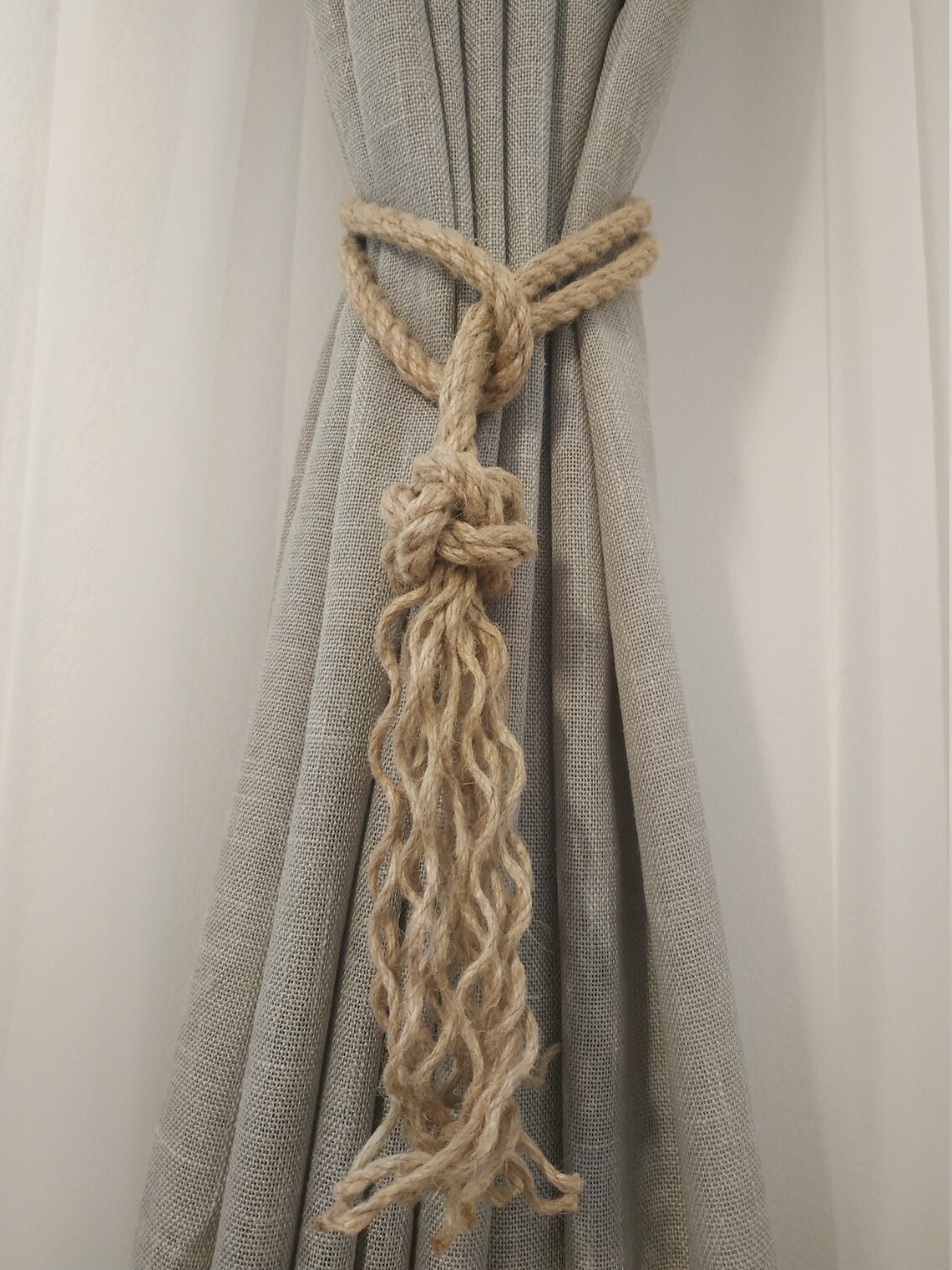 Jute Curtain Tie Backs Tassel Rustic Curtain Tie back Etsy