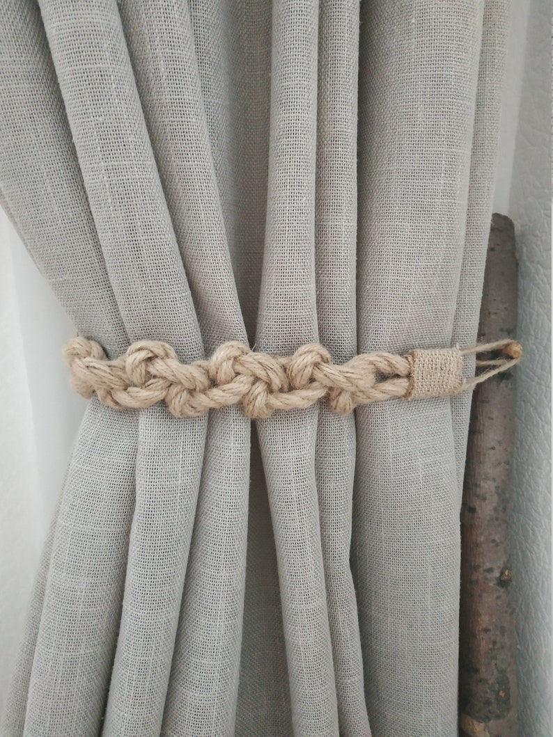 Rustic Jute Curtain Tie Backs..rope Curtain Tie Back..curtain Etsy