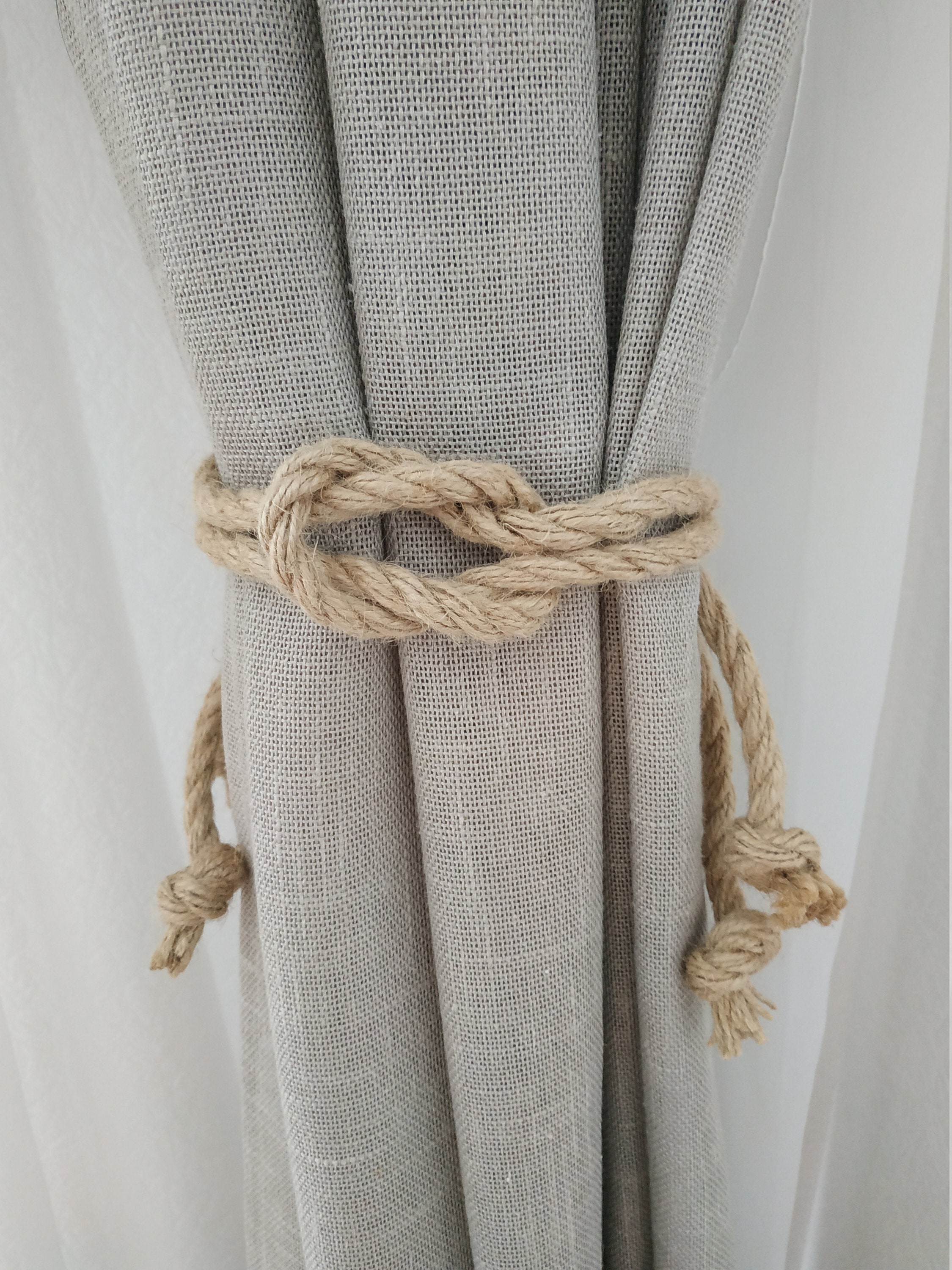 Square Knot Curtain Tie-Back Beach Decor Jute Rope Curtain | Etsy