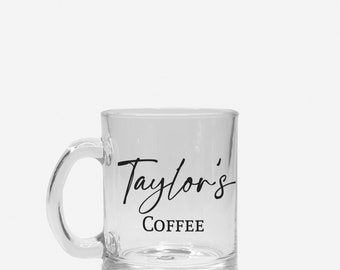 Personalized Name Glass Coffee Mug, Tea Mug