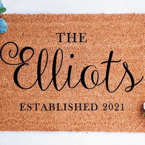 Custom Last Name Doormat, Custom Door Mat, Newly Weds Gift, Personalized Doormat, Housewarming gift, Gift for Married Couple, Name Doormat