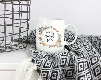 World's Best Dad Mug, Father Mugs, Statement Mug, Flowers, Husband Gift, Cute Mug, Baby Shower Gift, Daddy Mug, His Present