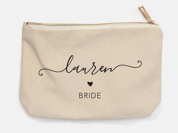 Bridal Cosmetic Make Up Bag Nylon Pouch - The White Invite