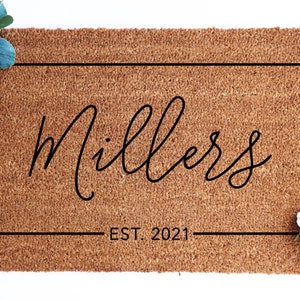 Personalized Doormat, Last Name Doormat, New Home Gift, Newly Weds Gift, Custom Doormat, Housewarming gift, Gift for Married Couple, Cursive