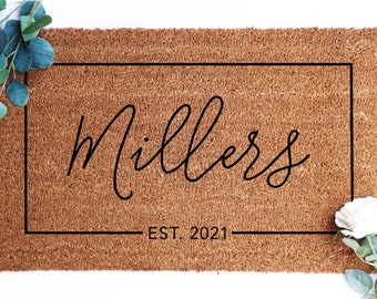 Personalized Doormat, Last Name Doormat, New Home Gift, Newly Weds Gift, Custom Doormat, Housewarming gift, Gift for Married Couple, Cursive