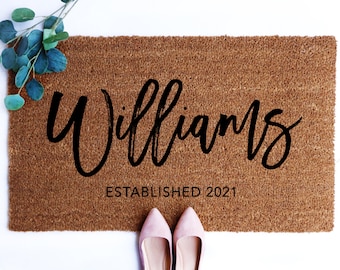 Customized Last Name With Established Date Personalized Outdoor Doormat