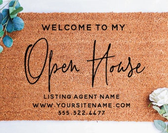 Open House Realtor Doormat, Real Estate Listing Marketing, Realtor Gift