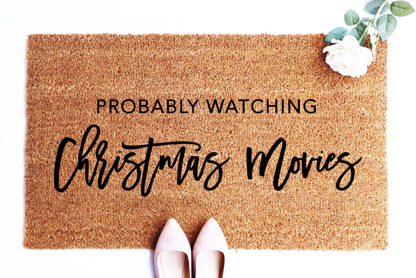 Christmas Doormat Probably Watching Christmas Movies Doormat Etsy