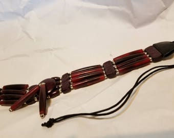 Native American Burgundy Bone Choker