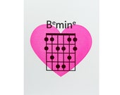 Be Mine Letterpress Card / Valentine's Day / Guitar Chord / Love / Big Heart / Heartstrings / Musical Love / Musician Love / Heart-shaped