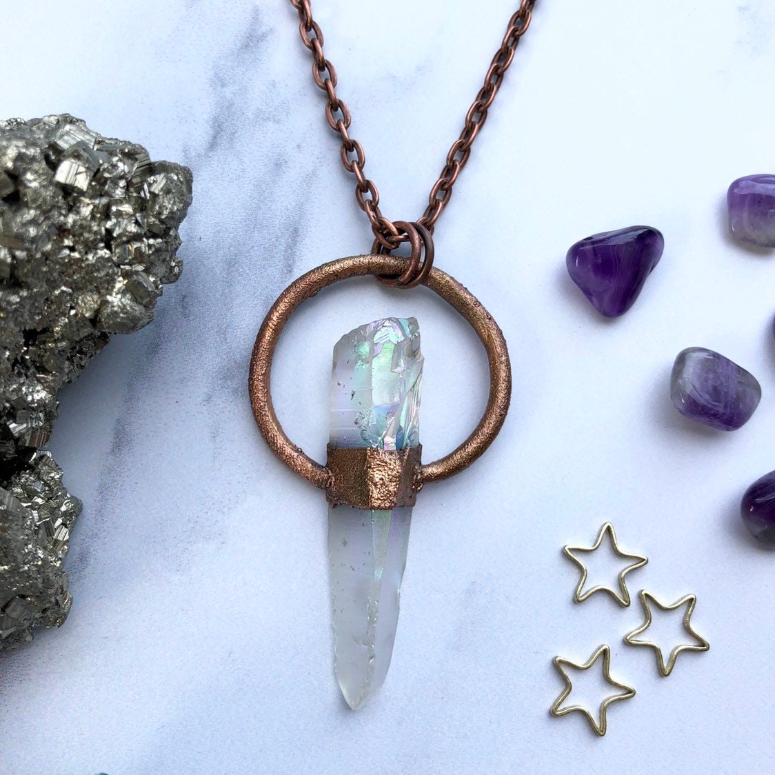 angel aura quartz jewelry