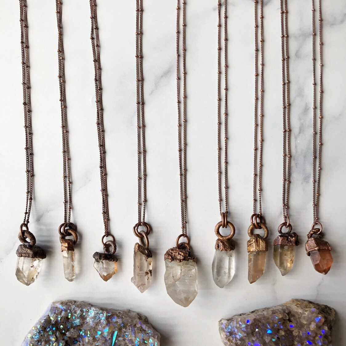 raw crystal necklace