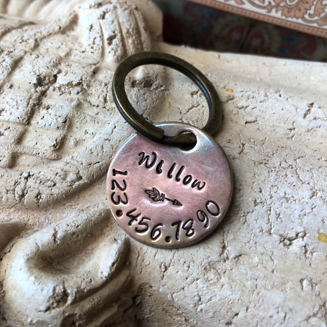 Dog ID Tag brass or copper Phone Number Tag Dog Accessories Custom Pet
