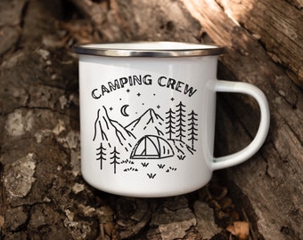 Camping Mug Camping Crew Mug Coffee Cup Enamel Camping Mug Family Friends Mug