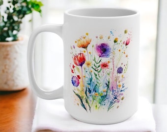 Floral Mug Flower Mug Garden Mug Botanical Mug Teacup Tea Mug Ceramic Mug Wildflower Coffee Cup Gift for Her Mothers Day Gift Mug Pretty Mug